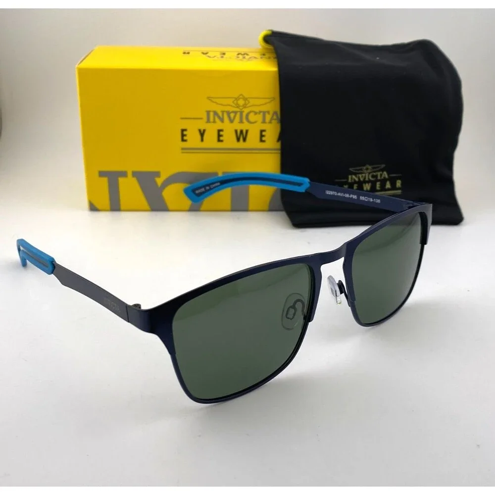 NIB INVICTA EYEWEAR Men's Sunglasses 122970 Aviator BLACK BLUE Frames Unisex